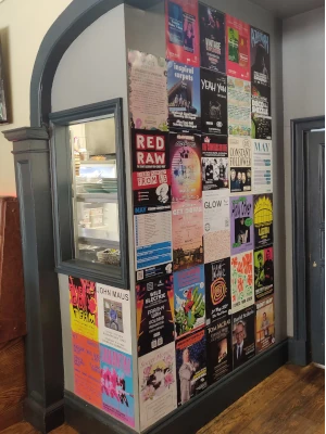 Poster display site in a restaurant.